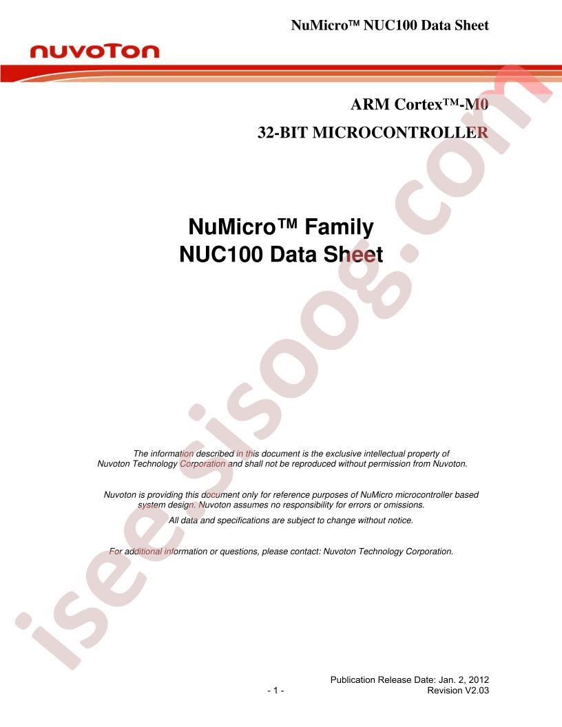 NUC100 Family Datasheet