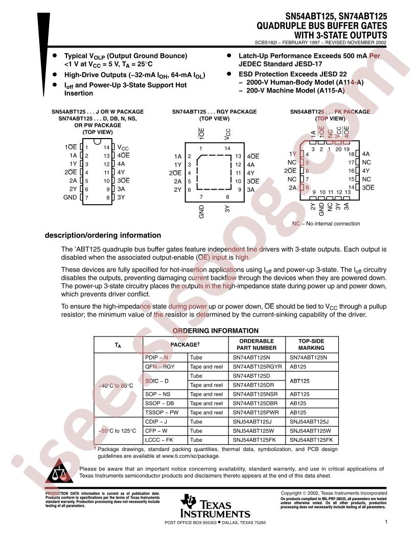 SN(54,74)ABT125 Datasheet