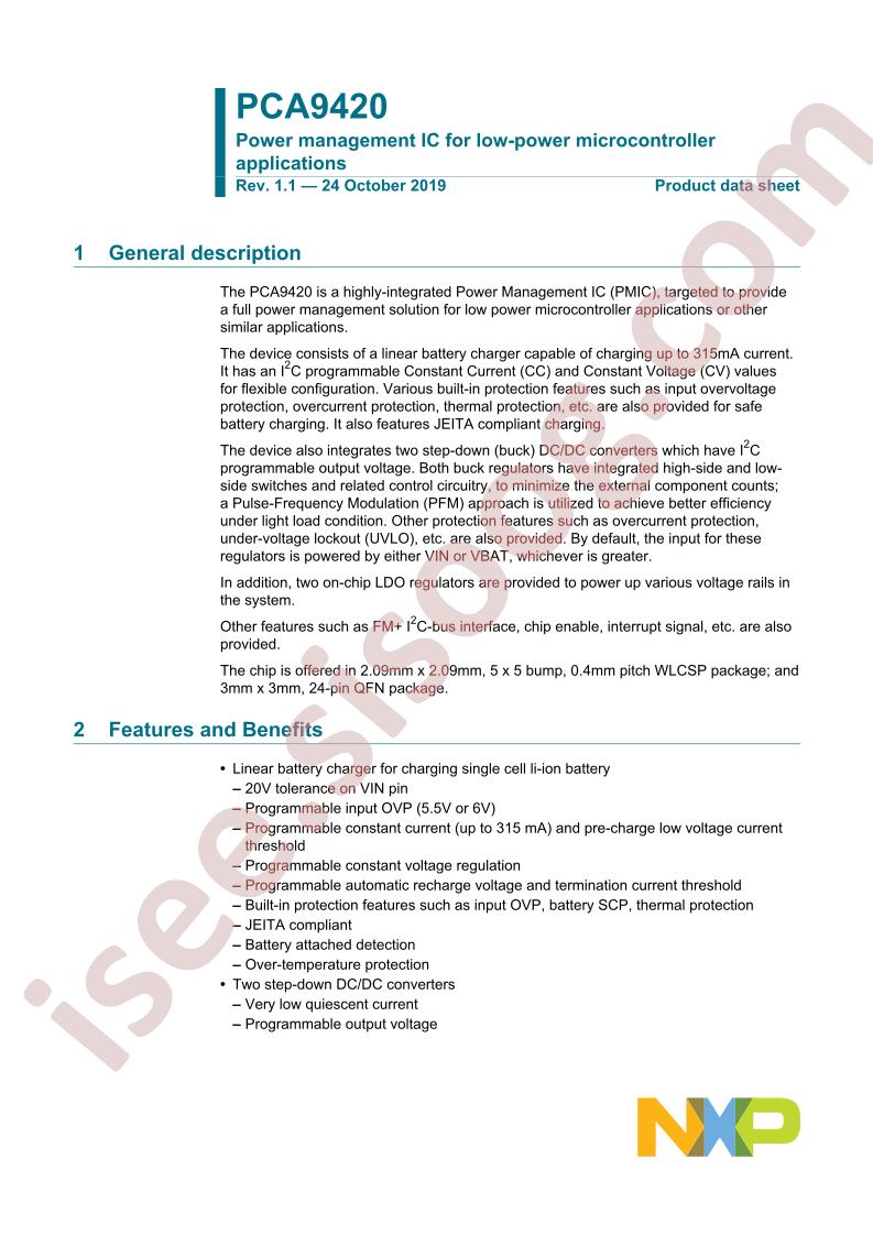 PCA9420 Datasheet