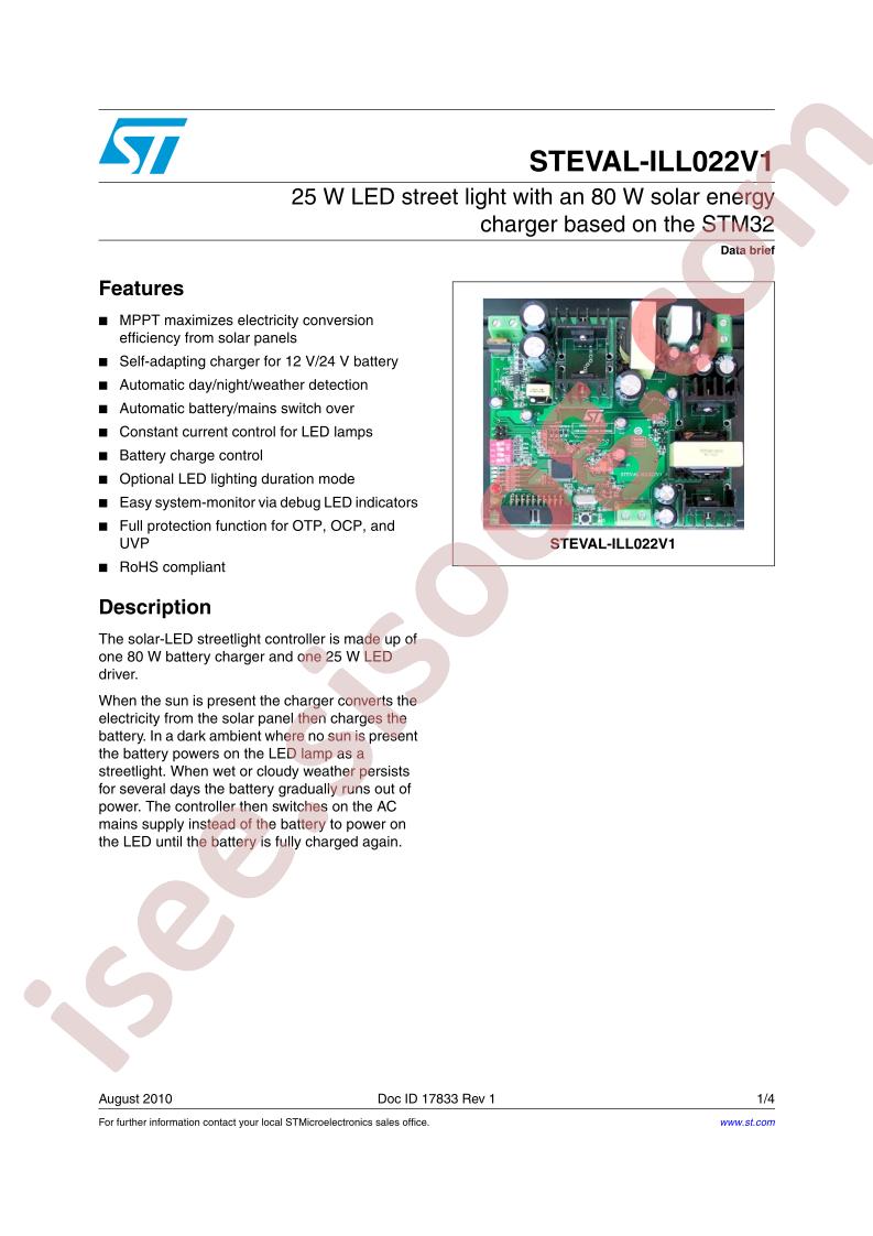STEVAL-ILL022V1 Brief