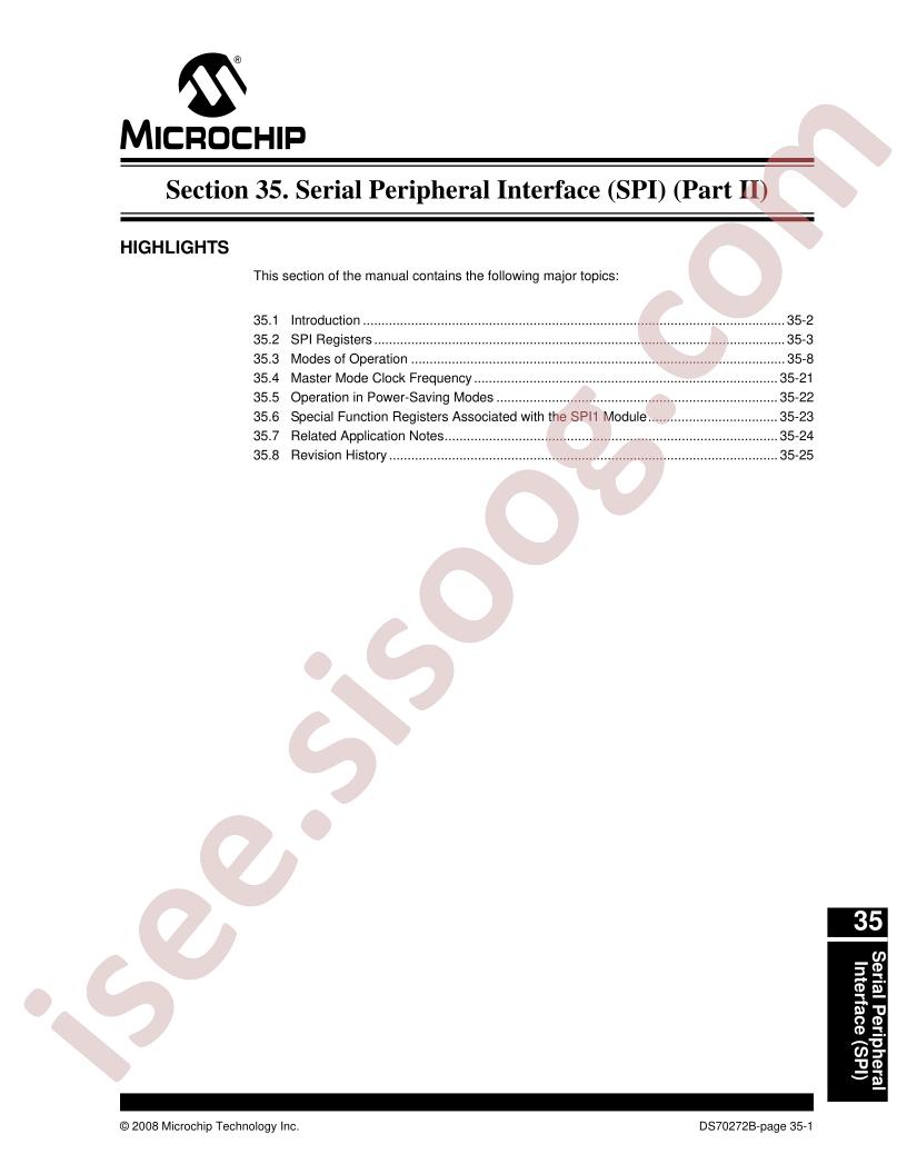 dsPIC30F Section 35. Serial Peripheral Interface(SPI)