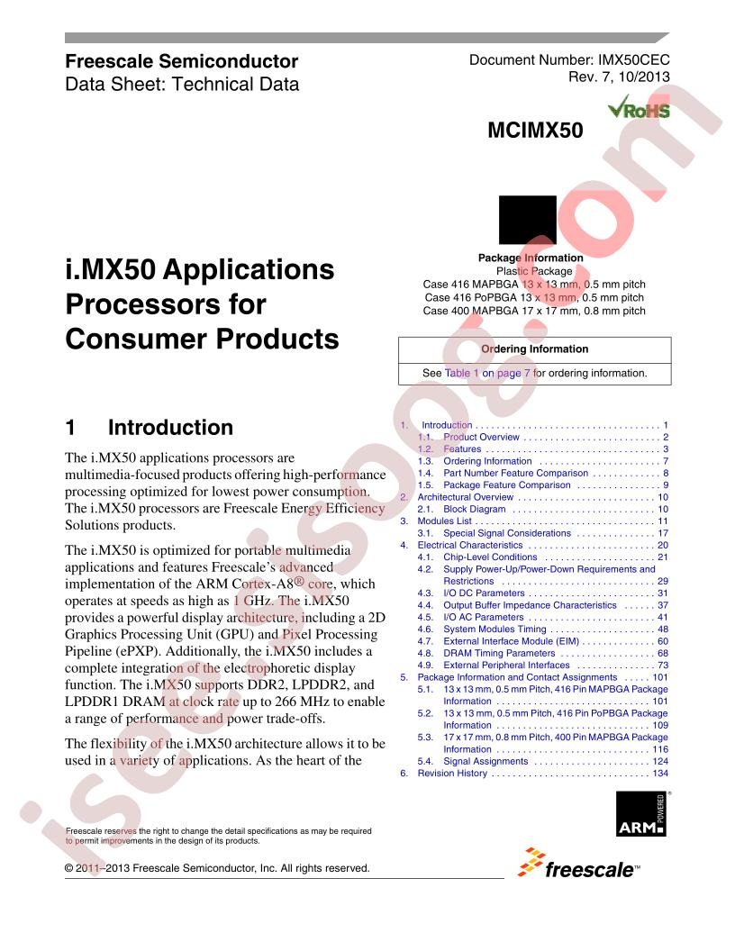 MCIMX50 Datasheet