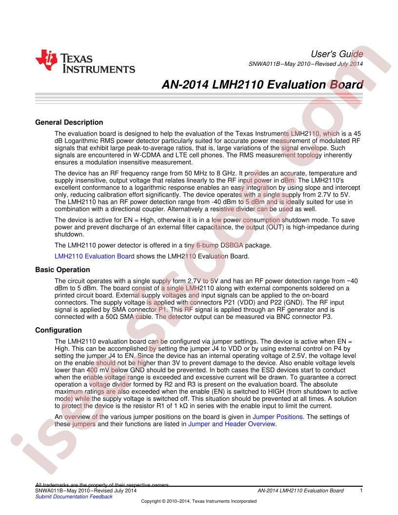 LMH2110 Eval Board