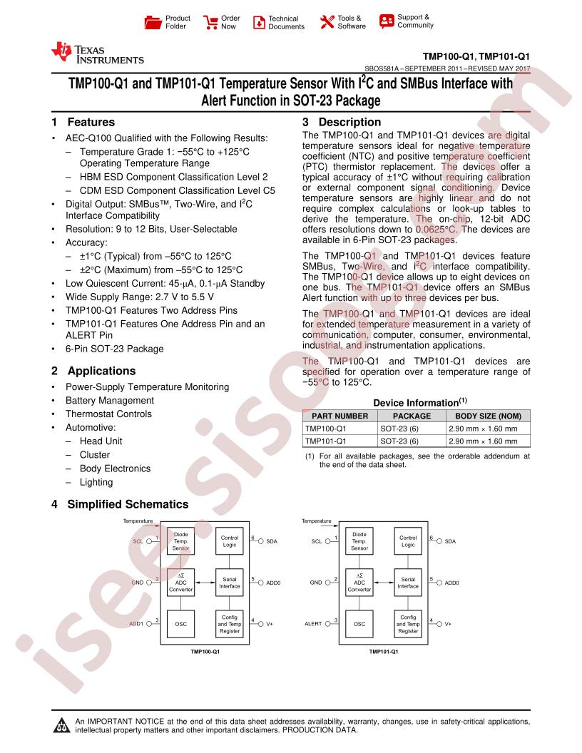 TMP100-A1, TMP101-Q1 Datasheet
