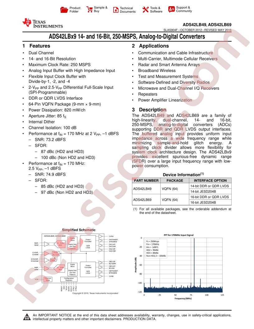 ADS42LB49,69 Datasheet