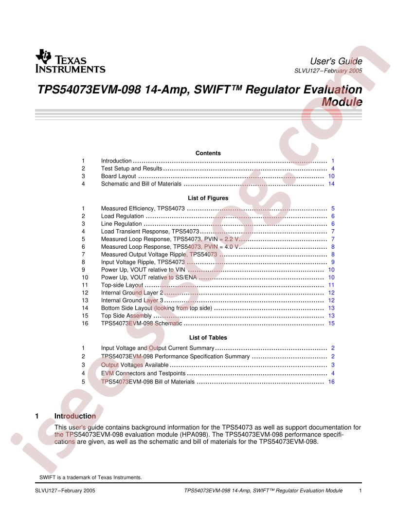 TPS54073EVM-098 Users Guide