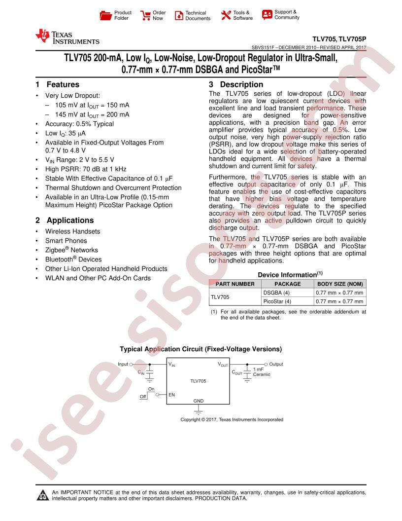 TLV705(P) Datasheet