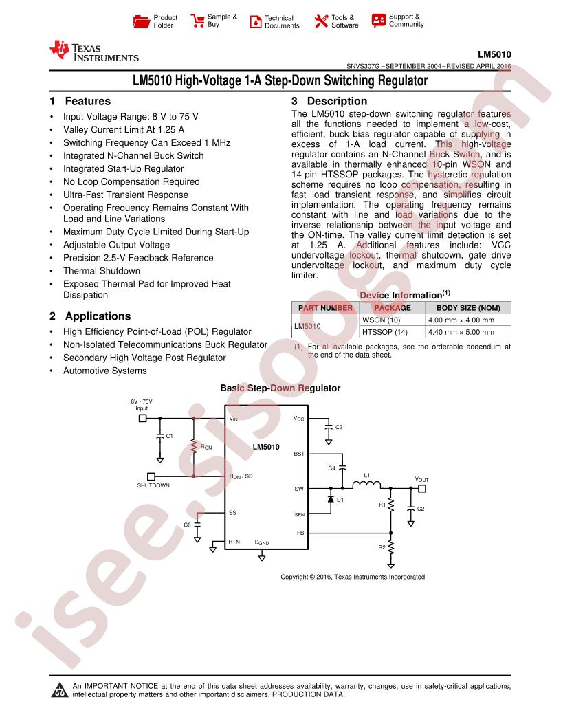 LM5010 Datasheet