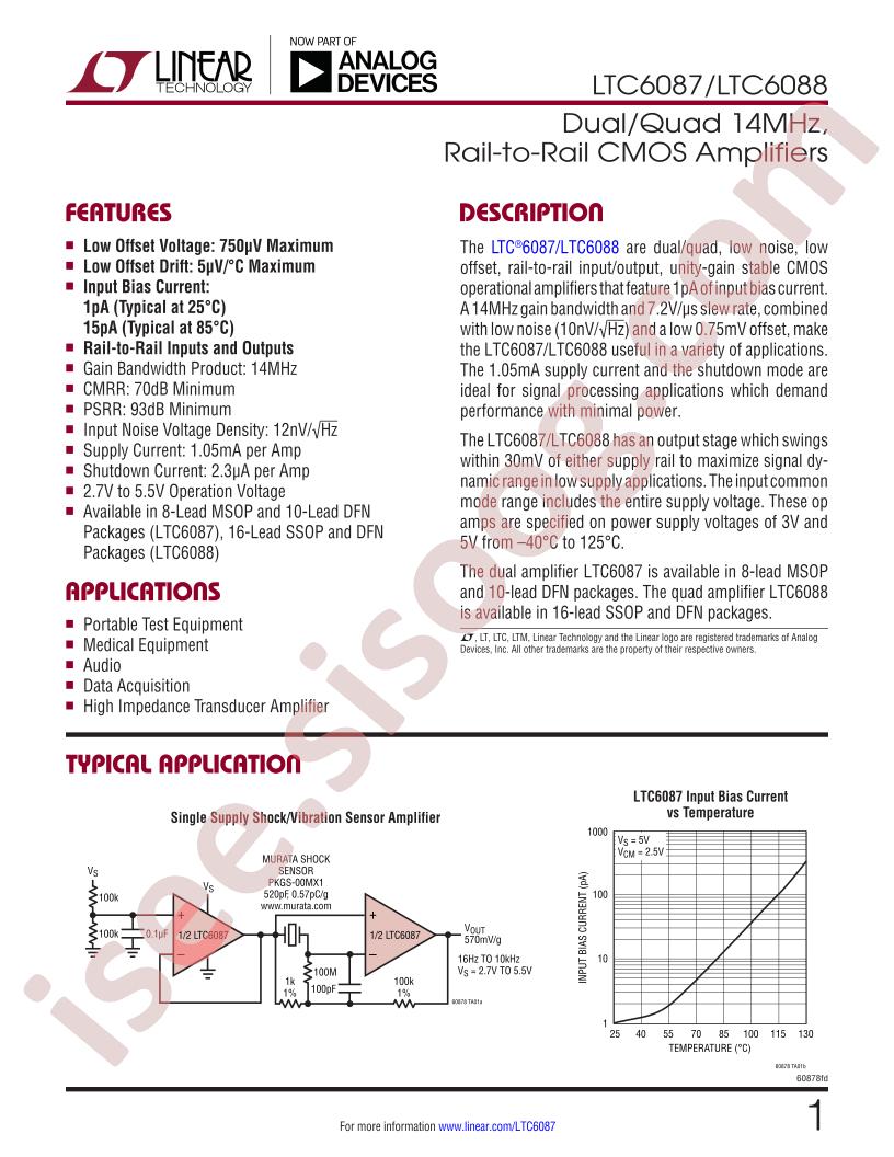 LTC6087, LTC6088 Datasheet