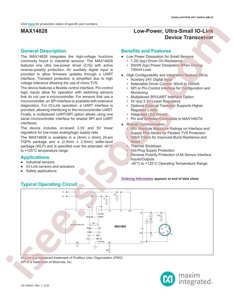 MAX14828 Datasheet