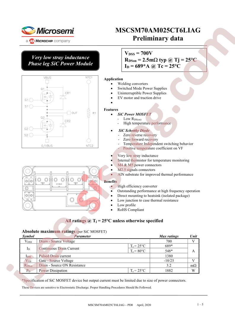 MSCSM70AM025CT6LIAG Preliminary~