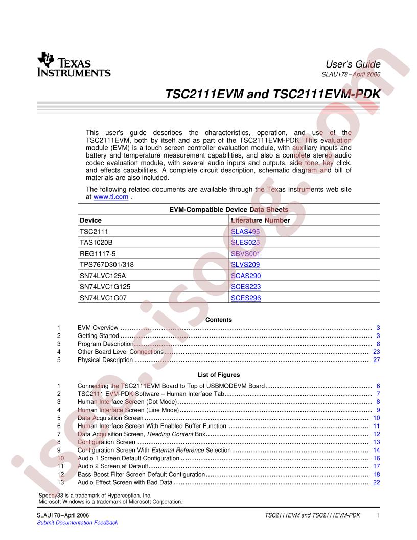 TSC2111EVM/-PDK Guide