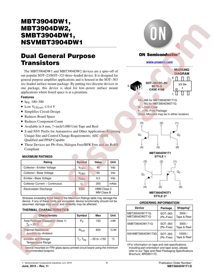 MBT/SMBT3904DWxT1G