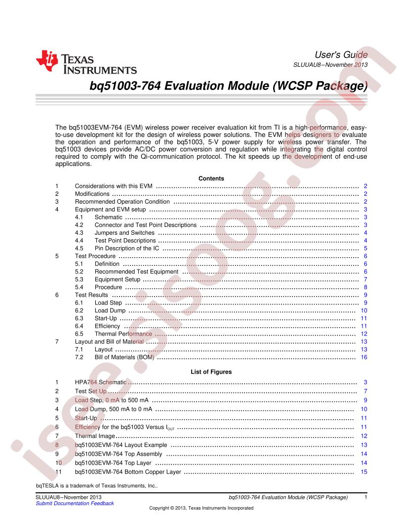 BQ51003EVM-764 User Guide