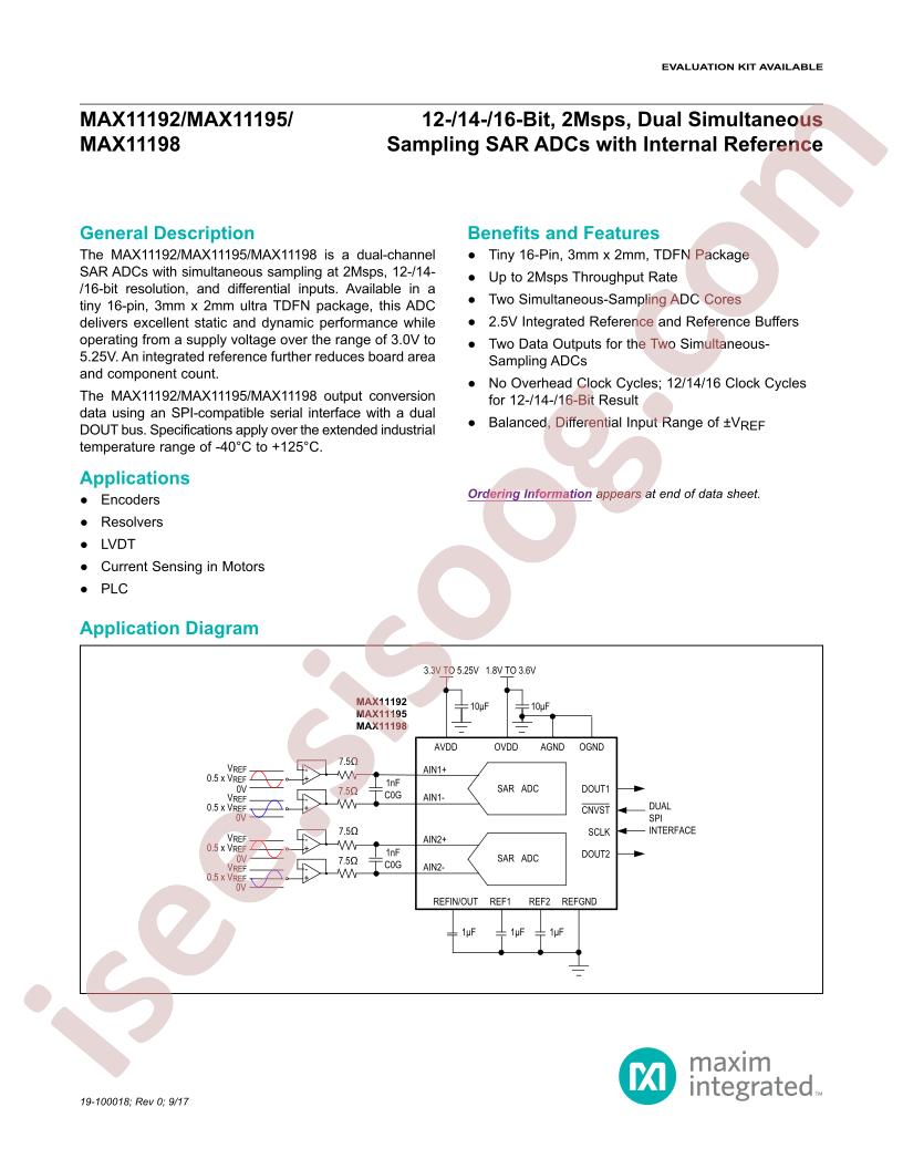 MAX11192,95,98 Datasheet~