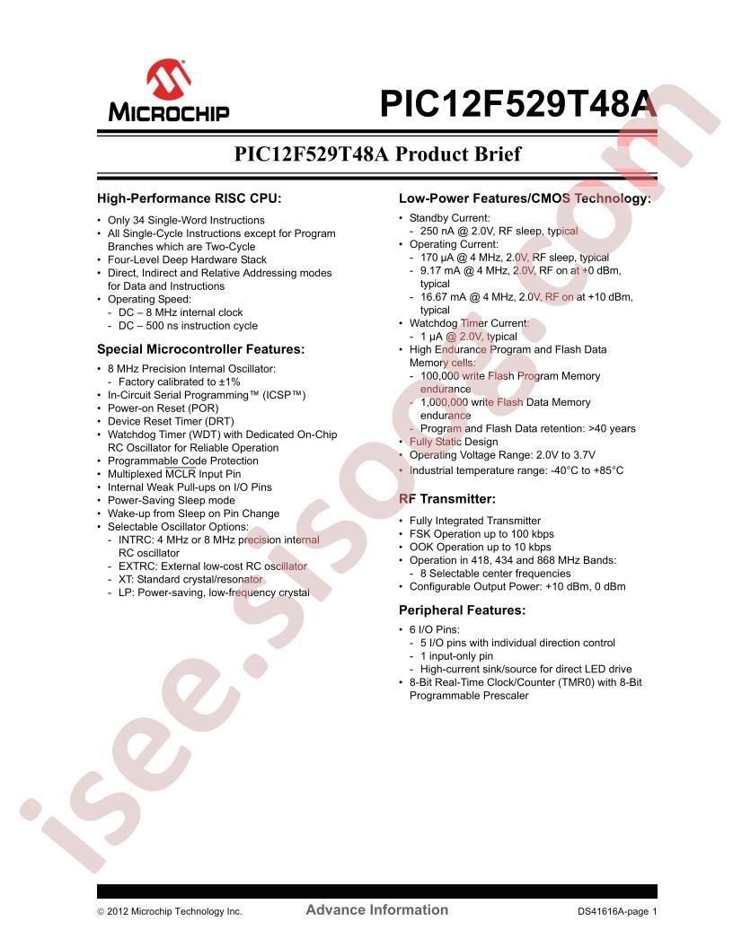 PIC12F529T48A Brief