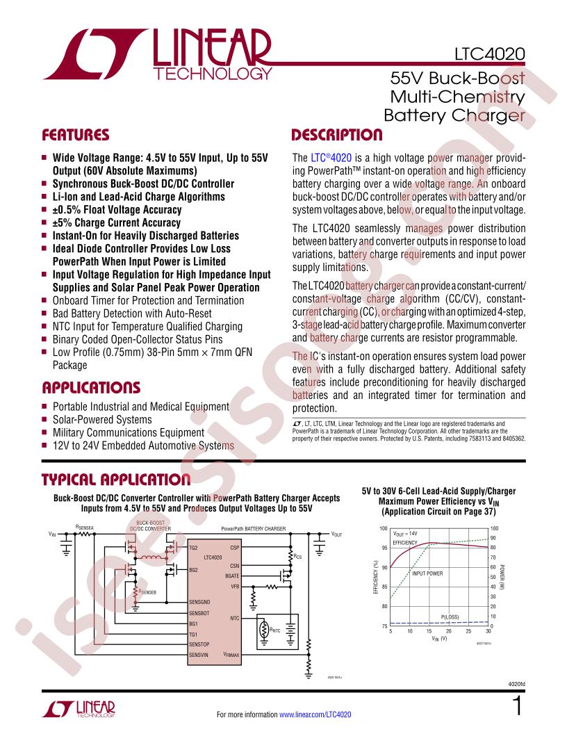 LTC4020 Datasheet