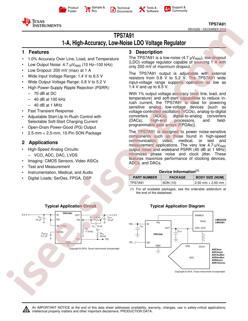 TPS7A91 Datasheet