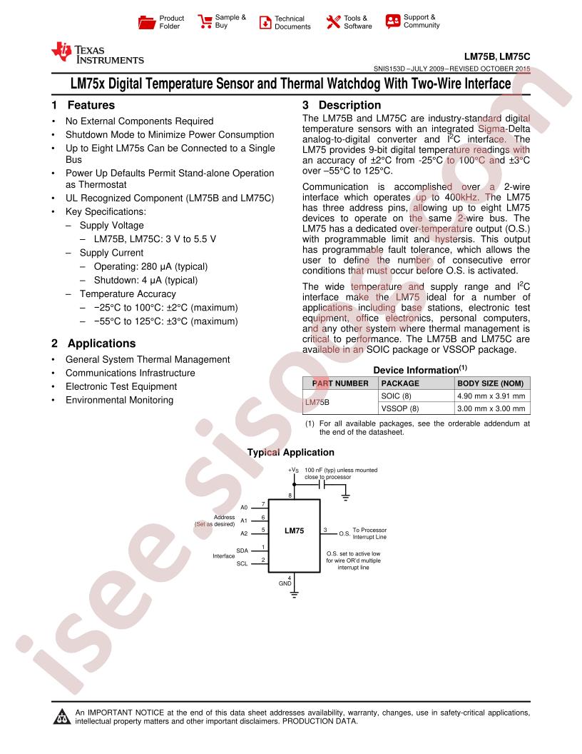 LM75B, LM75C Datasheet