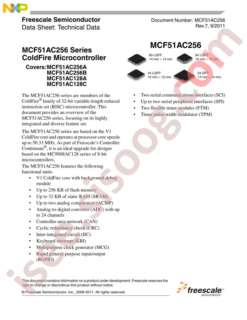 MCF51AC256A/B, 128A/C Datasheet