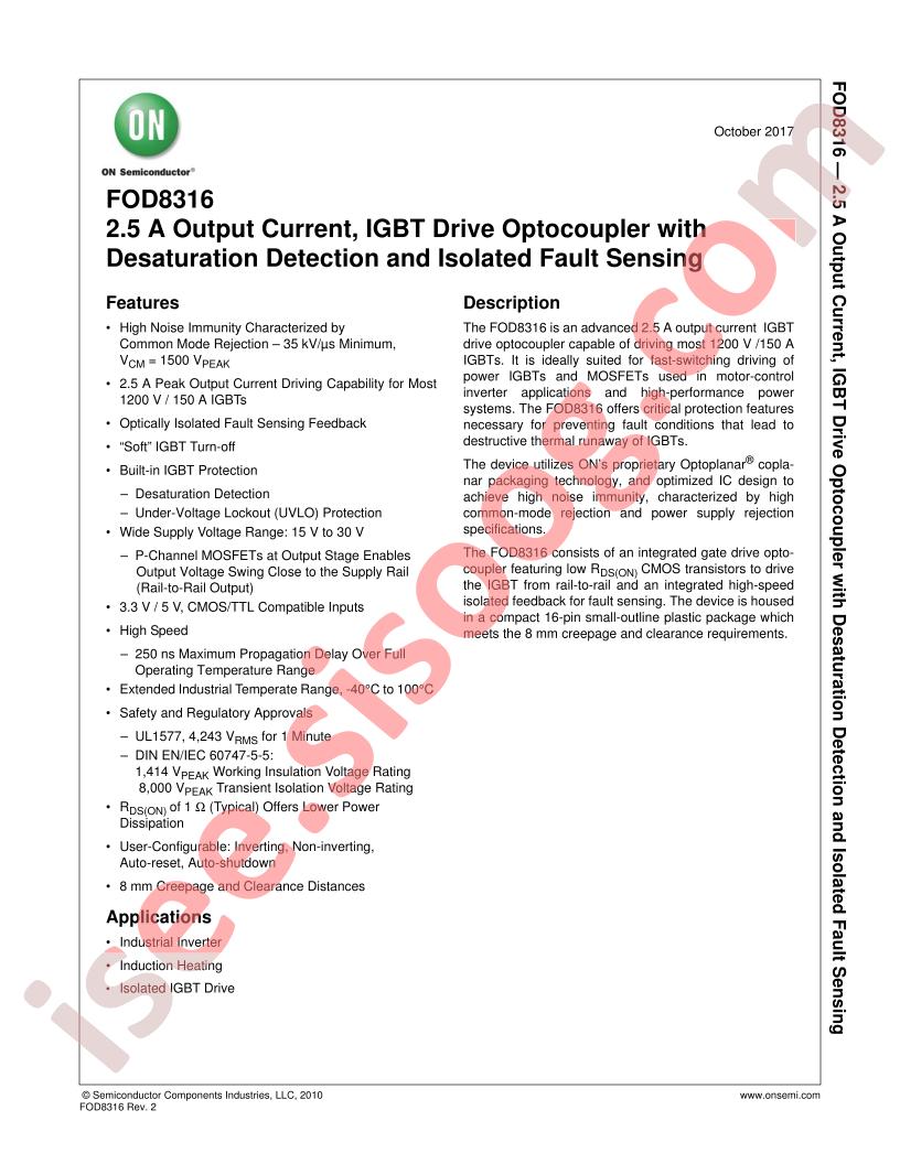 FOD8316 Datasheet