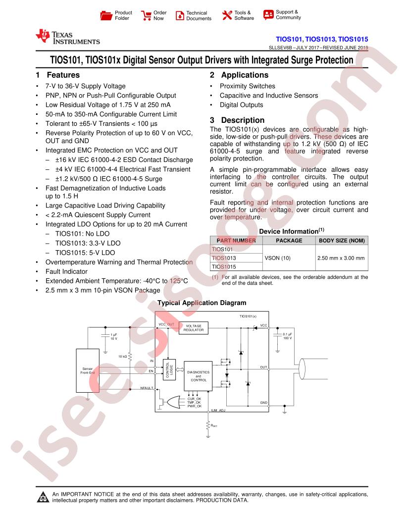 TIOS101x Datasheet