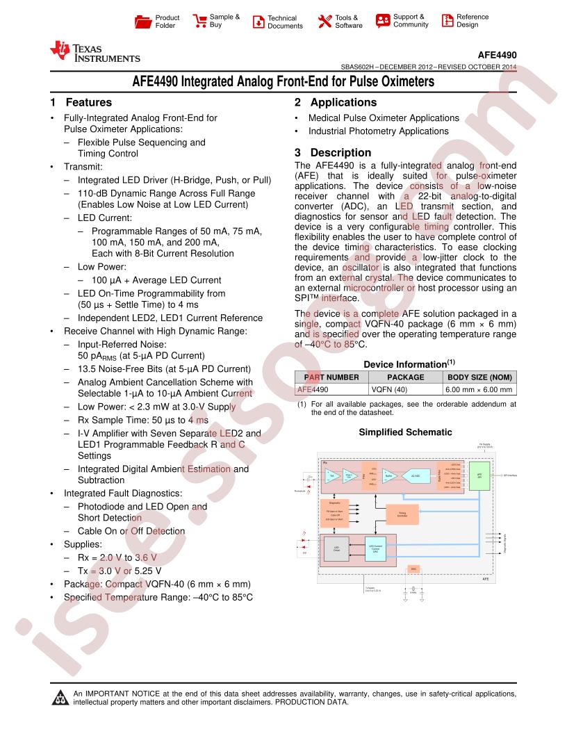 AFE4490 Datasheet