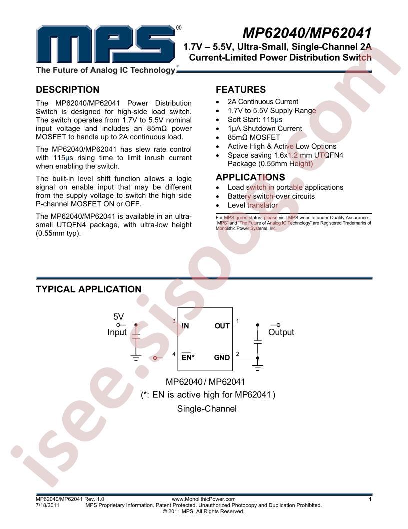 MP62040-1, MP62041-1 Datasheet