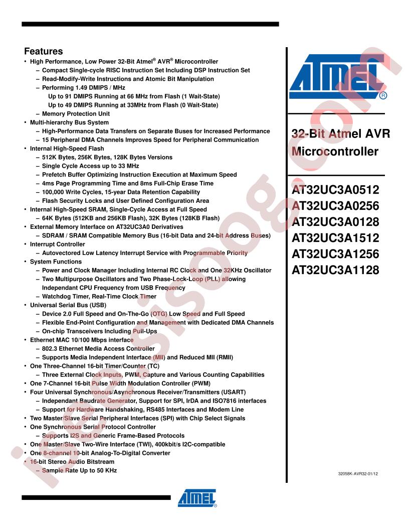 AT32UC3A Datasheet