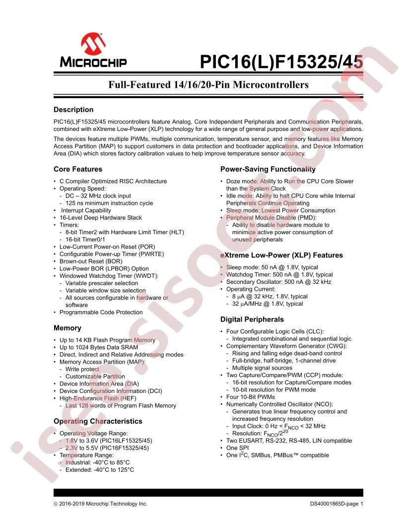 PIC16(L)F15325/45 Datasheet