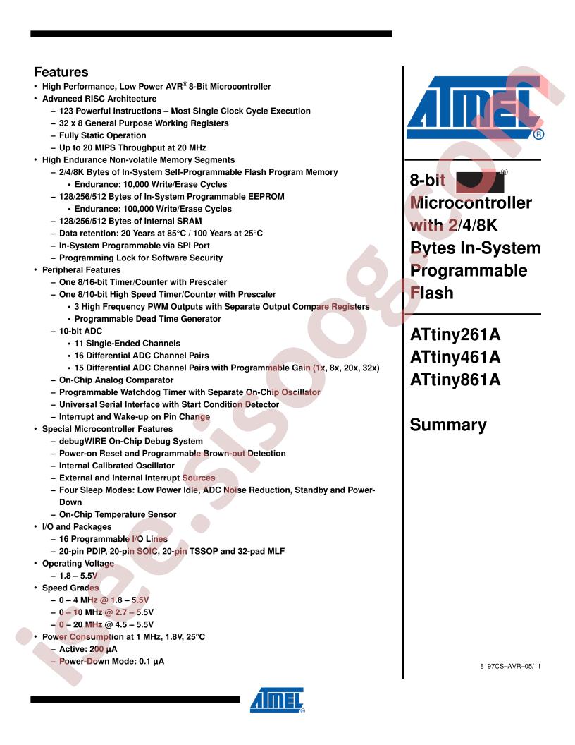 ATTINY261A/461A/861A Summary