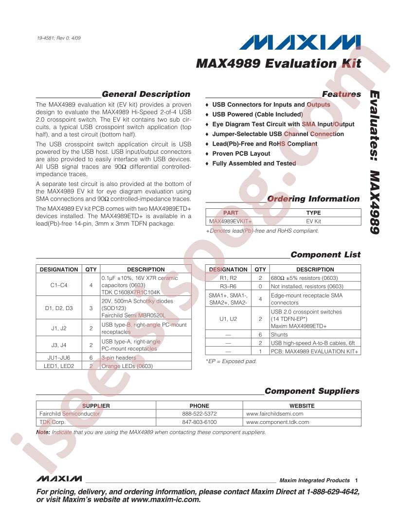 MAX4989 Eval Kit