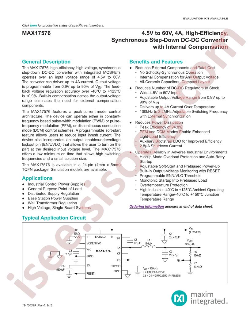 MAX17576 Datasheet