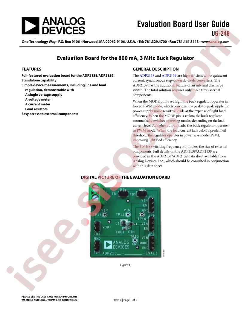 EVB for the 800 mA, 3 MHz Buck Regulator Guide