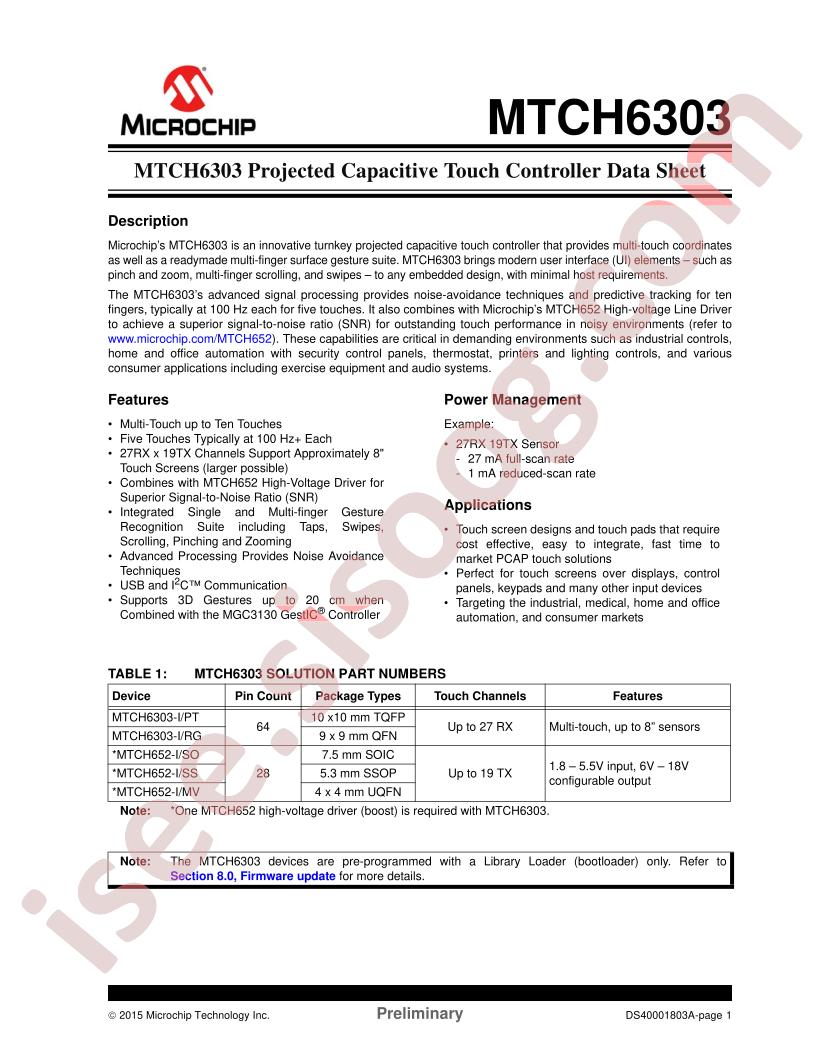 MTCH6303 Preliminary Datasheet