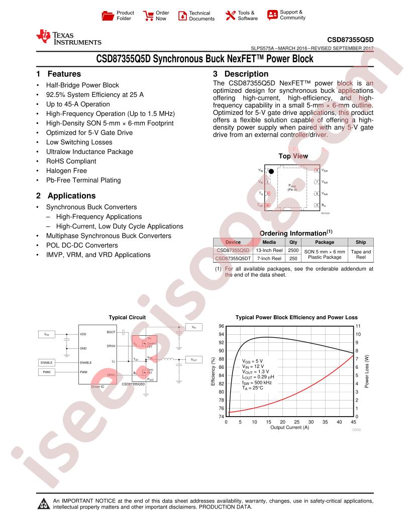CSD87355Q5D Datasheet