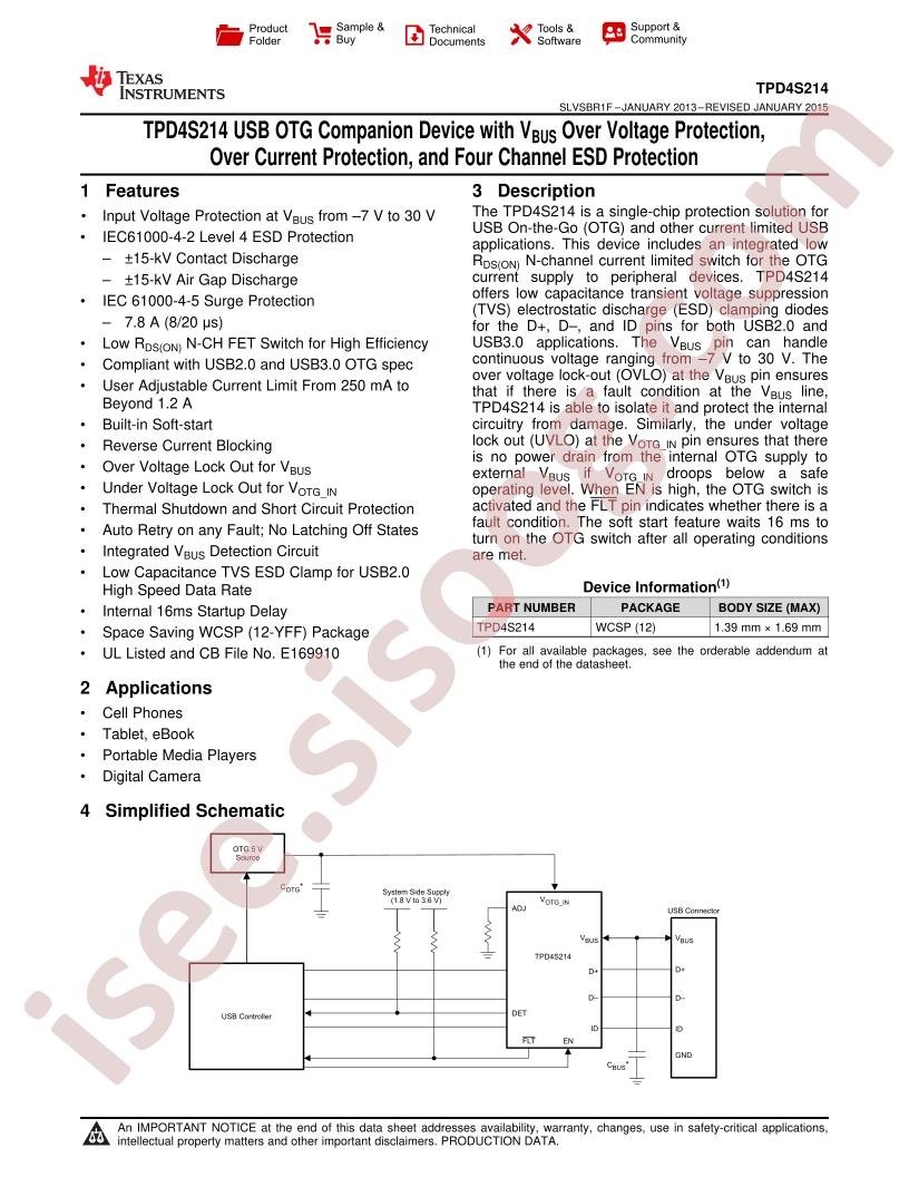 TPD4S214 Datasheet