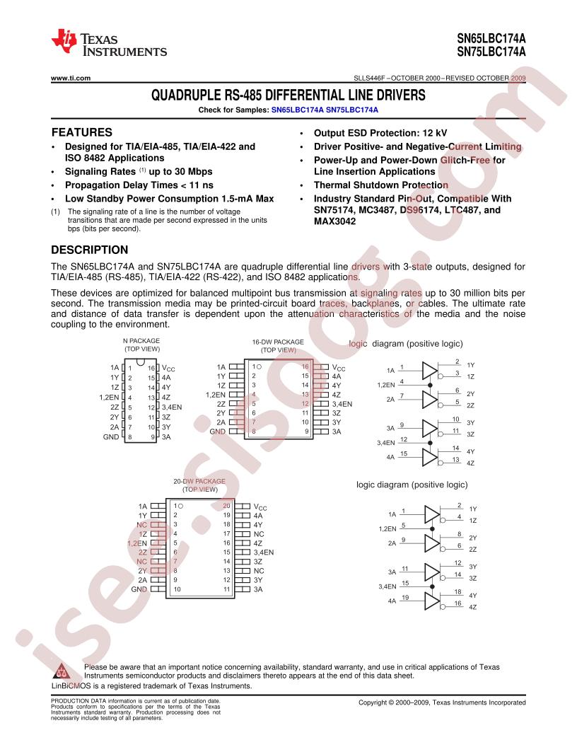 SN65LBC174A, SN75LBC174A