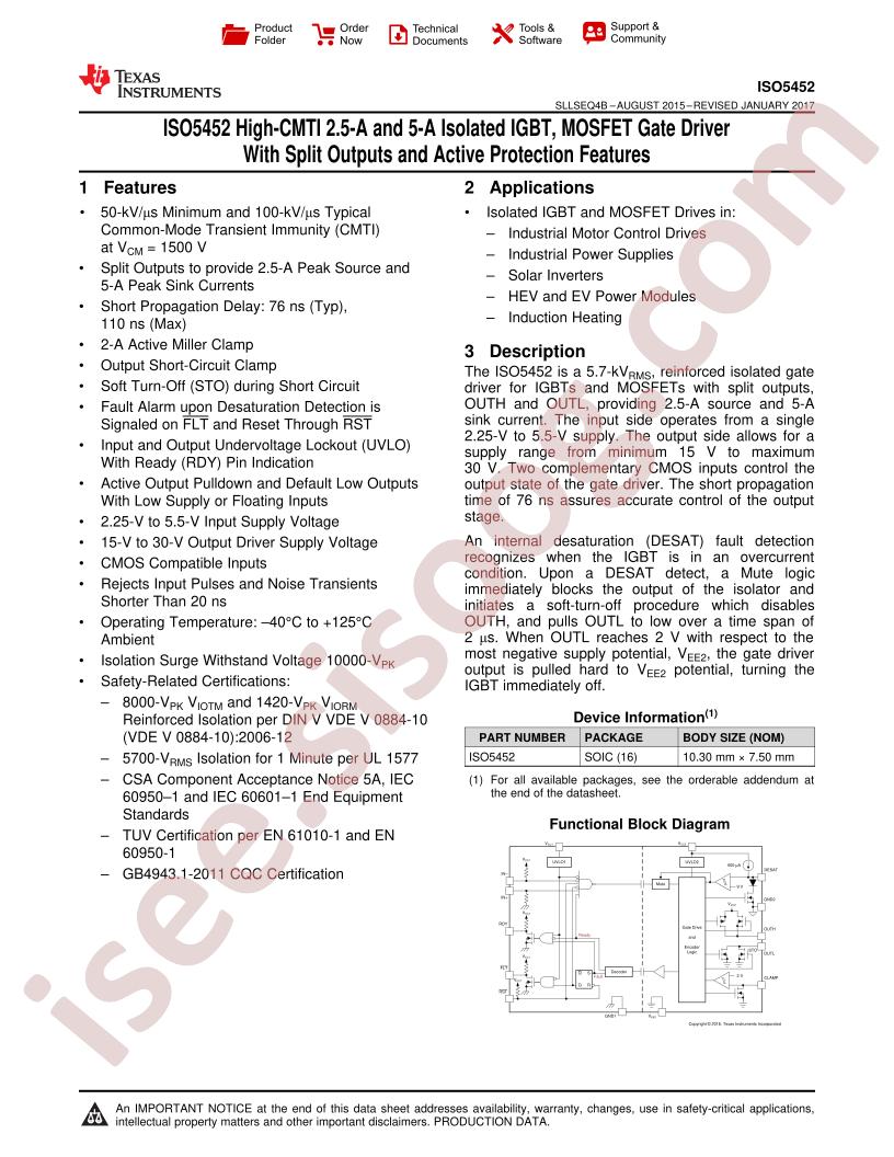 ISO5452 Datasheet