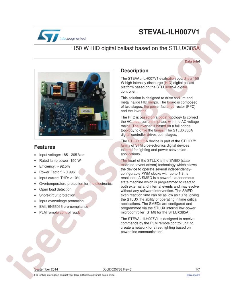 STEVAL-ILH007V1 Data Brief ~