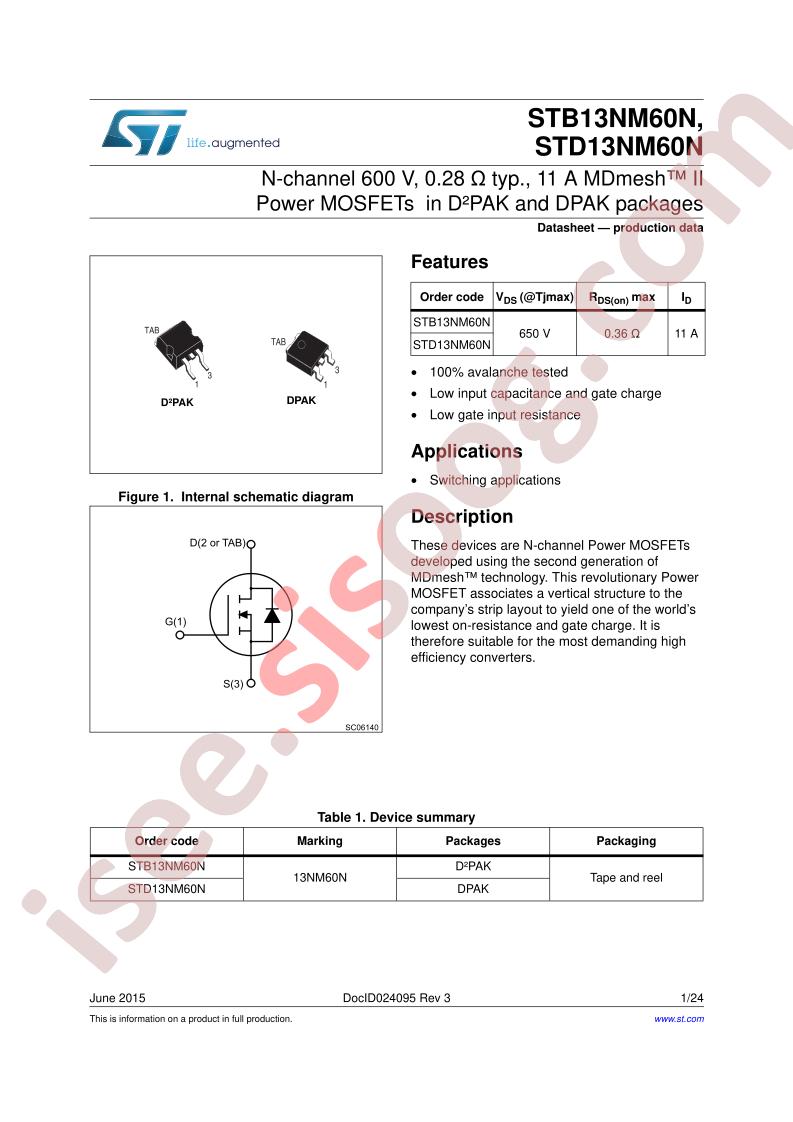 ST(B,D)13NM60N Datasheet