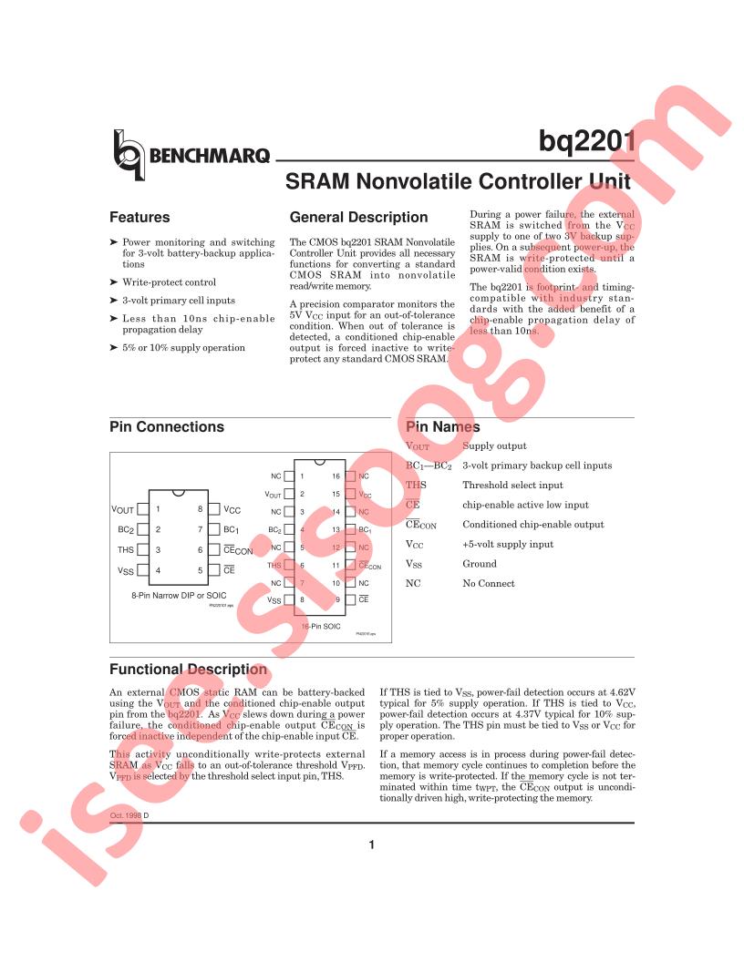 BQ2201 Datasheet