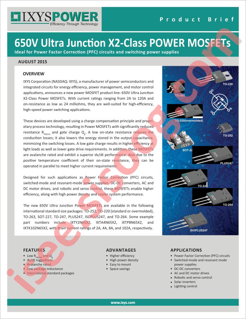 650V Ultra Junction X2-Class POWER MOSFETs