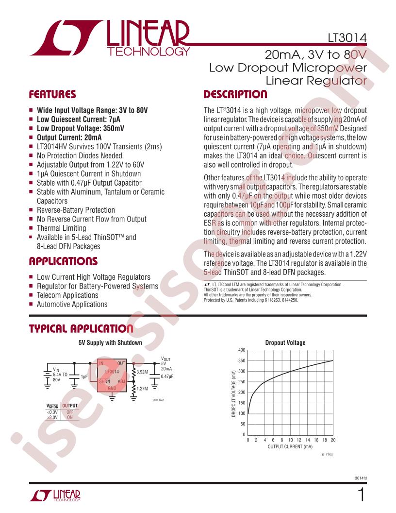 LT3014 Datasheet