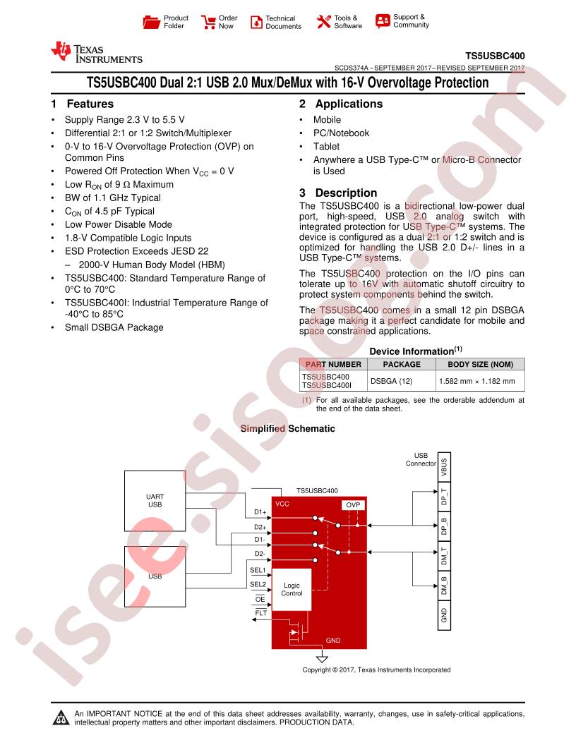 TS5USBC400 Datasheet
