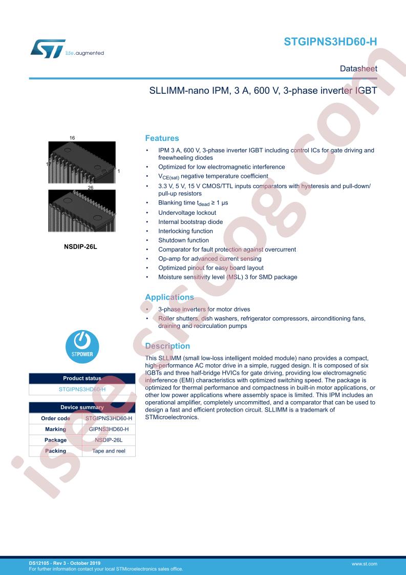 STGIPNS3HD60-H Datasheet