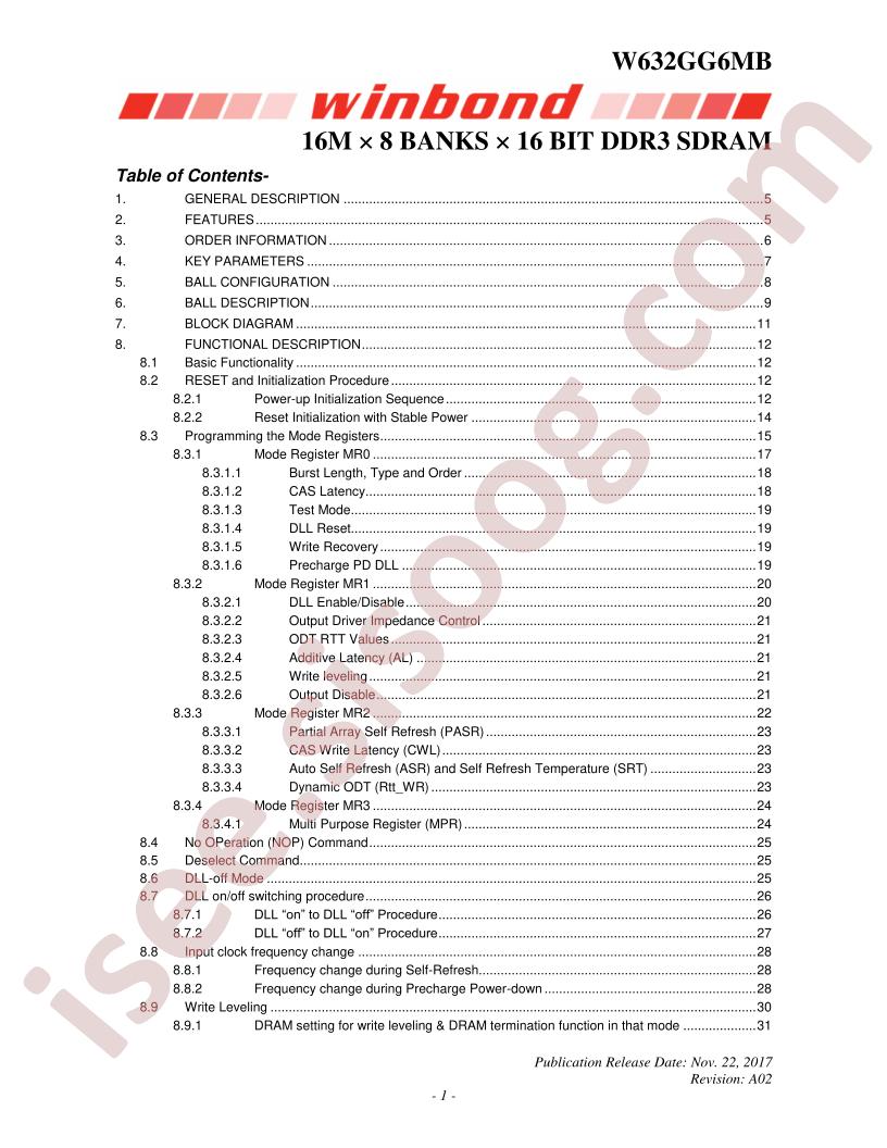 W632GG6MB Datasheet