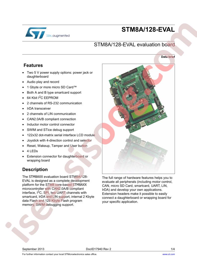 STM8A/128-EVAL Brief