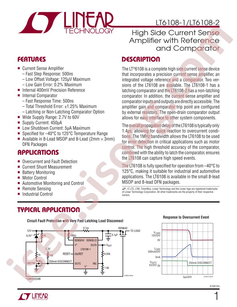 LT6108-1,-2 Datasheet