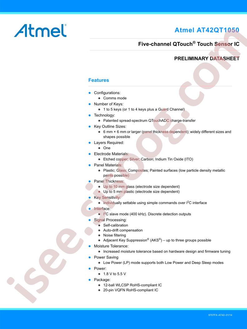 AT42QT1050 Preliminary